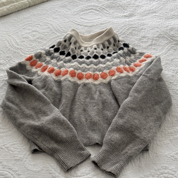Club Monaco Sweaters - Club Monaco Gray and Orange Patterned Turtleneck Sweater